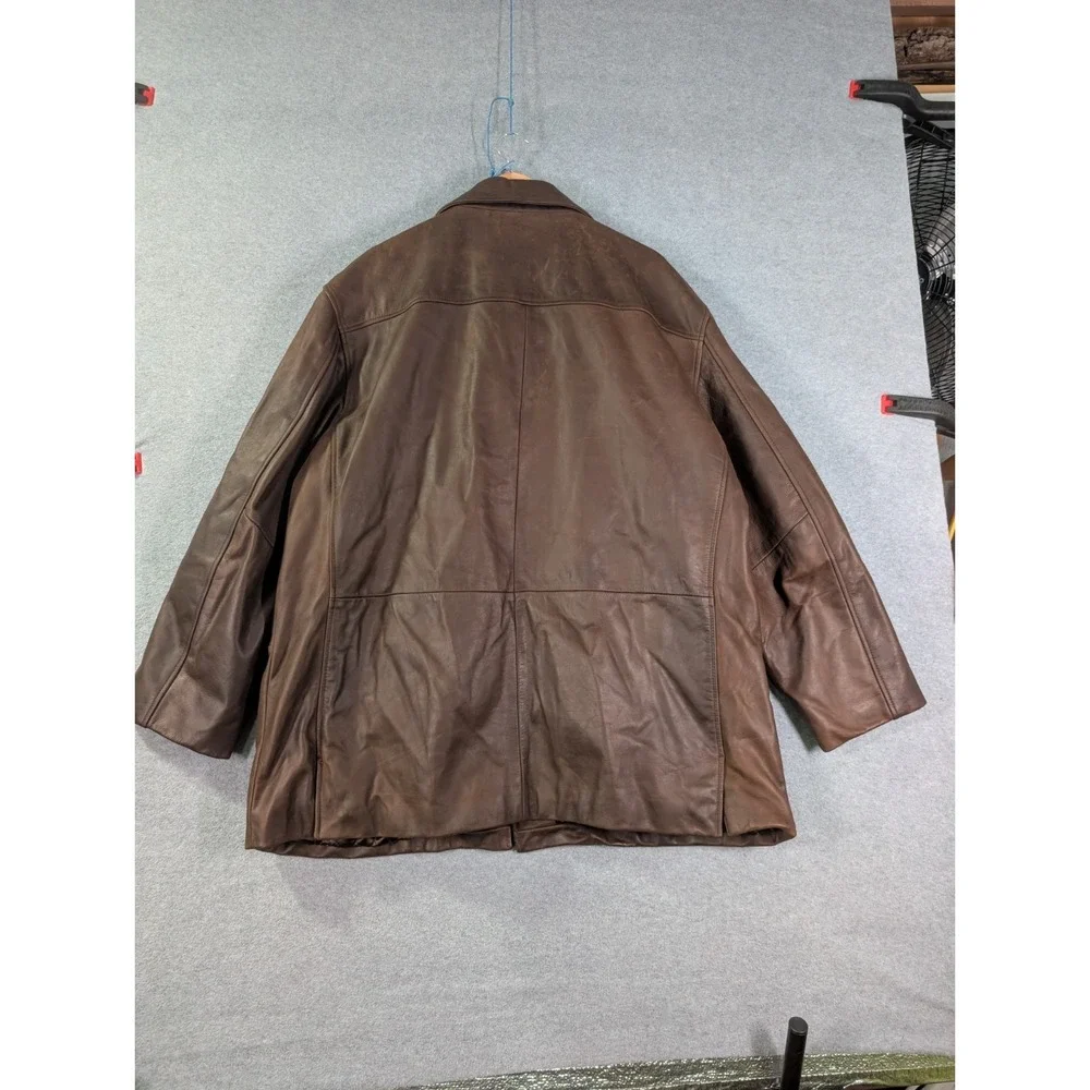 VTG Y2K Red Eight XXL Brown Leather Car Coat Red Dead Indiana‎ Jones Butter Soft